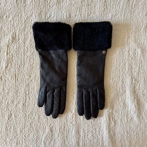 UGG Single Cuff Nappa Leather Gloves w/ Cashmere Lining Black Small NWOT